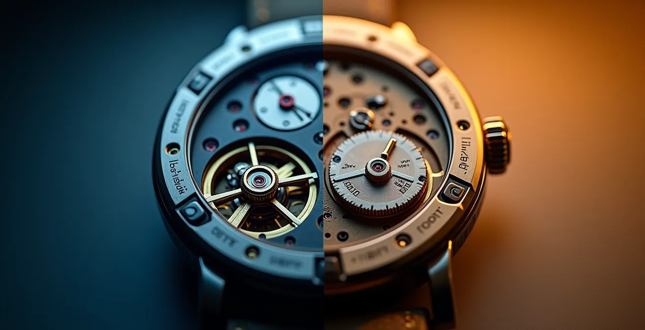 Deux mécanismes de tourbillon côte à côte montrant les différences de finition