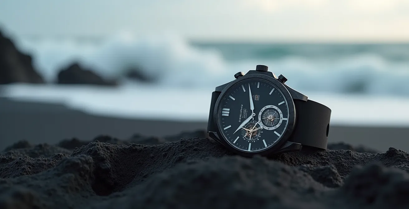 Montre tourbillon sportive moderne avec boîtier en carbone